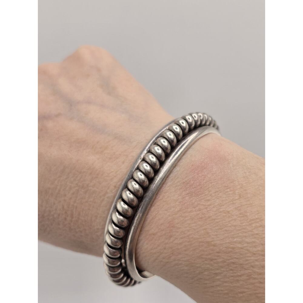 Native American Sterling Silver Twisted Cuff Bracelet - Picture 2 of 16